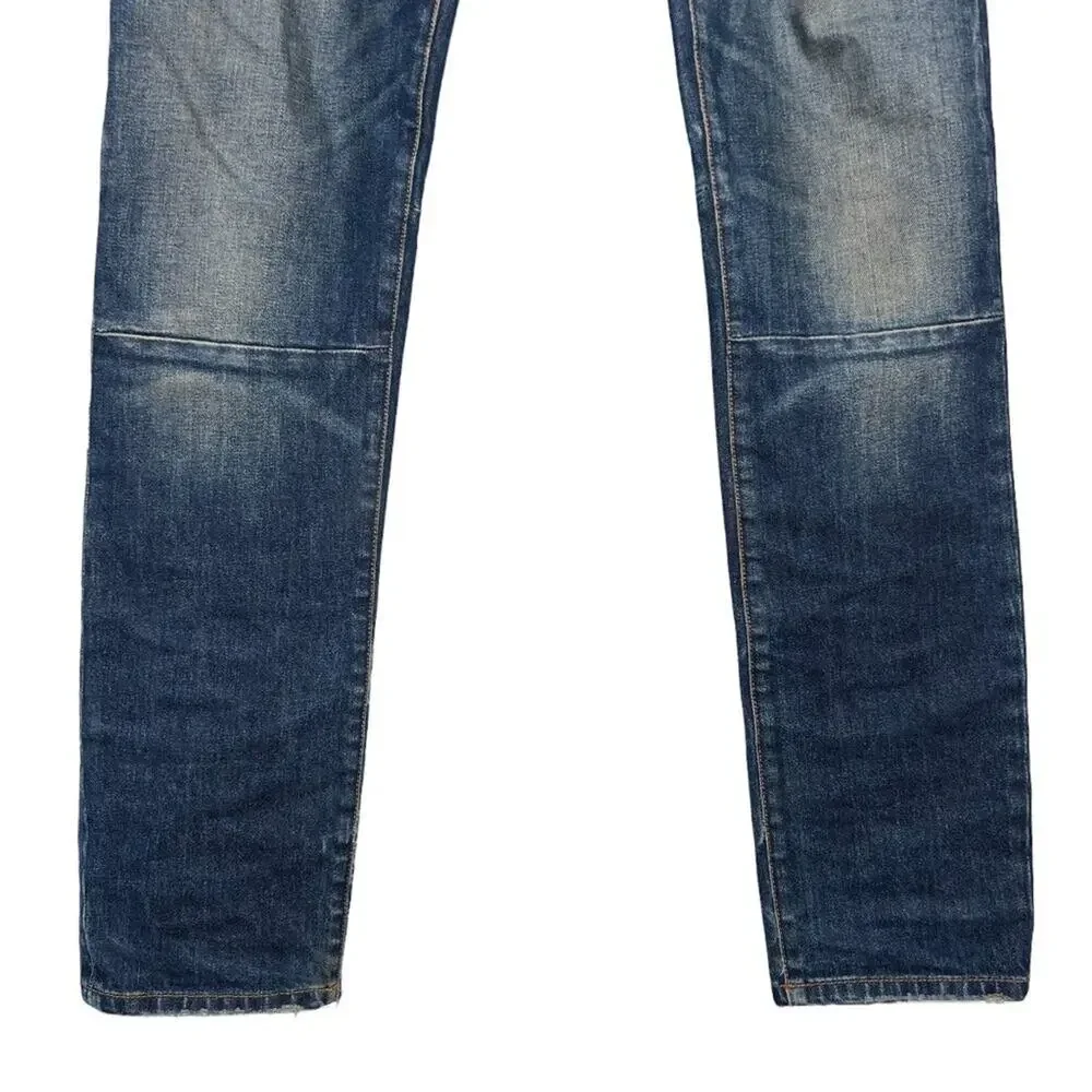 Ben Taverniti Unravel Project Straight Jeans Blue Distressed Button Fly 35x36